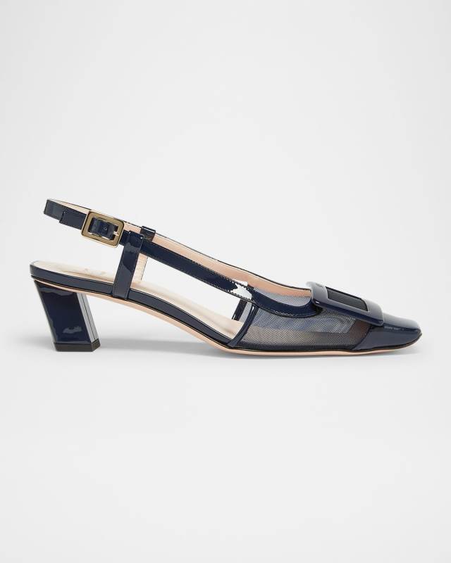 Belle Vivier Mesh Buckle Slingback Pumps
